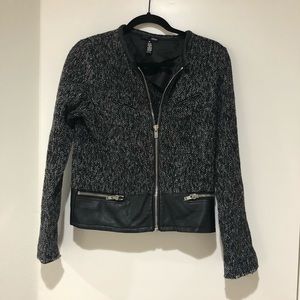 Aqua Tweed & Leather Jacket